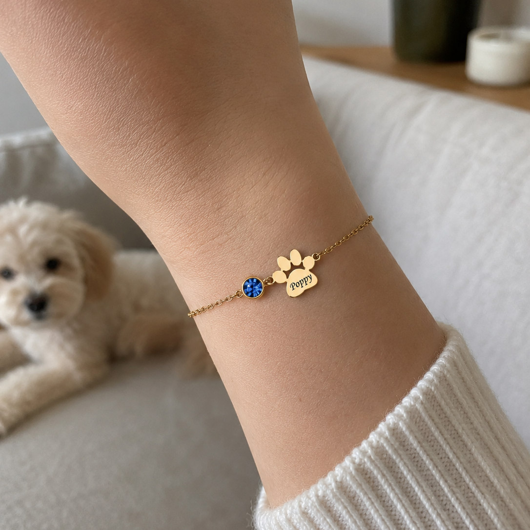 The Paw Birthstone Bracelet