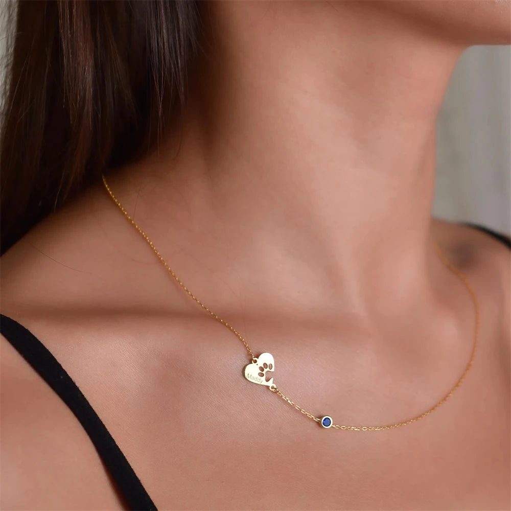 The Paw Birthstone Necklace
