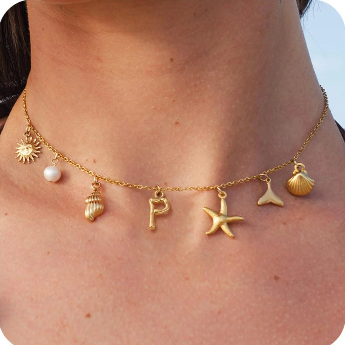 Starfish Initial Necklace