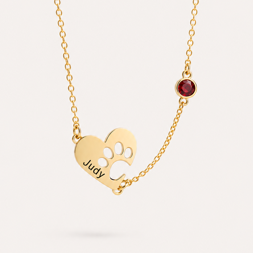The Paw Birthstone Necklace