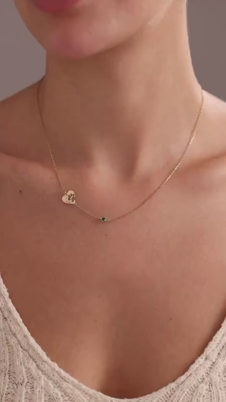 The Paw Birthstone Necklace